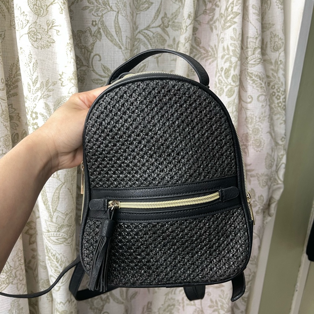 Black Raffia mini backpack - Picture 5 of 6
